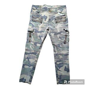 Grindhouse Men's Jeans Color Green Tan Size 38 Camouflage